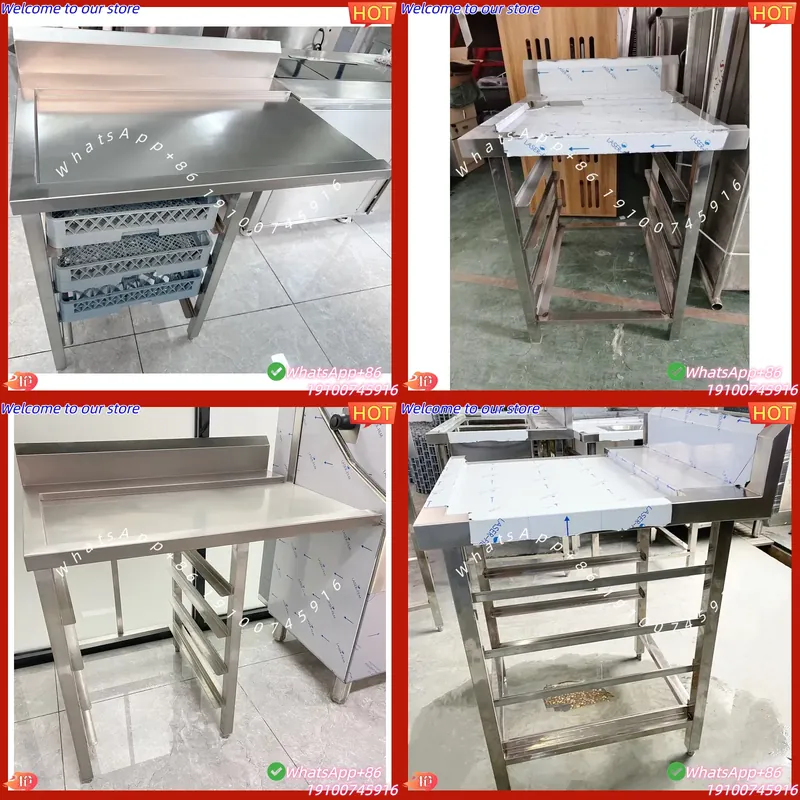 Commercial Dishwasher Table - 2026CE業務用プレミアム収納ラック、食器収集テーブル付き、304ステンレス鋼製、ホテル・レストラン向け、食器洗浄機対応