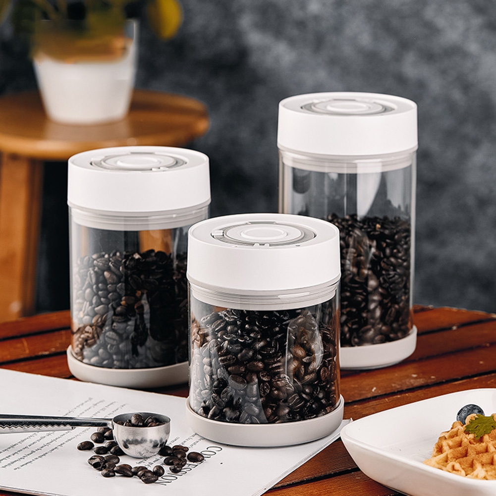 Commercial Kitchen Organization - キッチン防湿ガラスコーヒー豆ジャー自動インテリジェント真空保存密封ジャー食品フルーツシリアルティーコンテナ