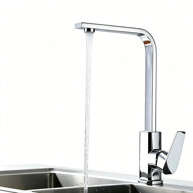 Commercial Kitchen Faucet - 耐久性のあるキッチン蛇口、セラミックバルブコア付き、多層電気メッキシングルハンドル混合水栓、温冷水栓