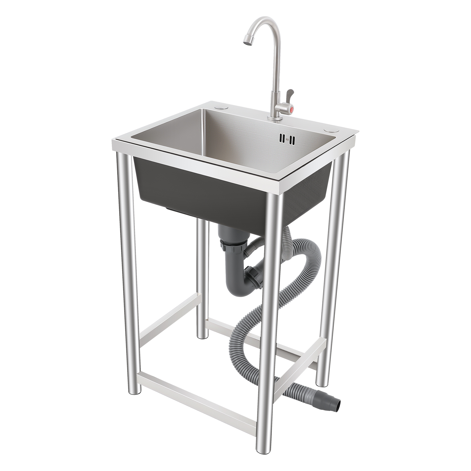 Commercial Kitchen Faucet - 自立式キッチンシンク（360度回転） ° 蛇口、シングルボウル業務用シンク、45*41*75cm家庭/レストラン用ユーティリティシンク