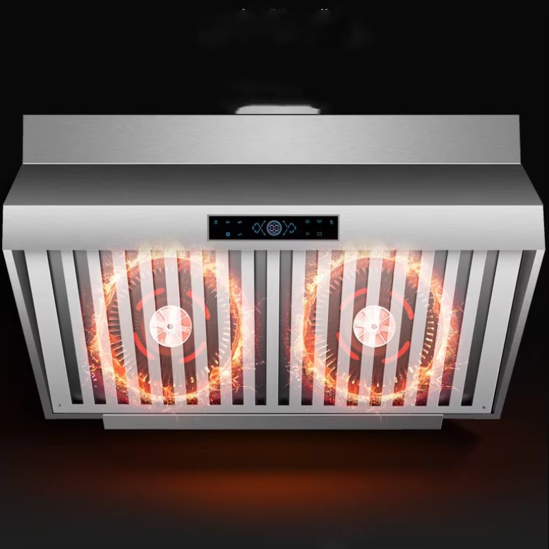 Commercial Kitchen Vent - 2mステンレス製換気フード業務用厨房レンジフードホテル用ダブルモーター1000W大吸力タッチセンサー式省エネクラス