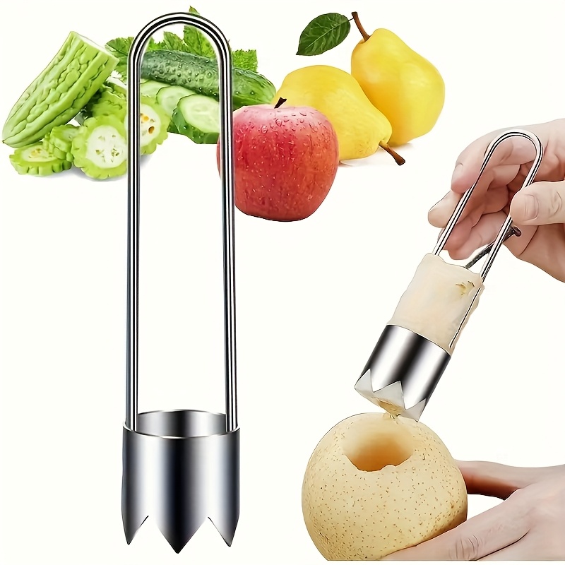 Commercial Kitchen Setup - ステンレス製果物野菜芯抜き器、ピーマン種子除去ツール、リンゴ梨芯抜きカッター、キッチンアクセサリーガジェット
