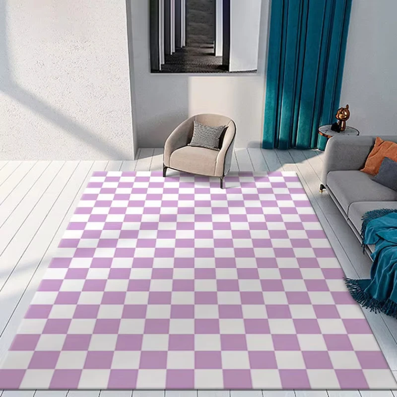 Commercial Kitchen Mats - リビングルームの装飾カーペットラグカラーチェッカーボードカーペット寝室用ベッドサイドエリア滑り止めフロアマットキッチン玄関ドアマット