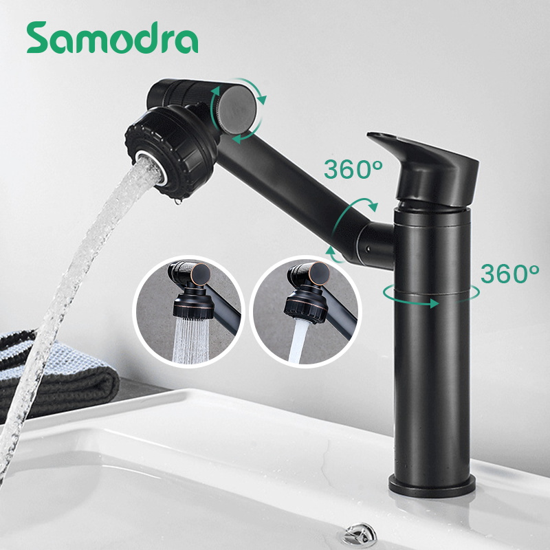 Commercial Kitchen Faucet - 1080度のキッチン蛇口,黒の2 in 1の蛇口,温水および冷水ミキサー