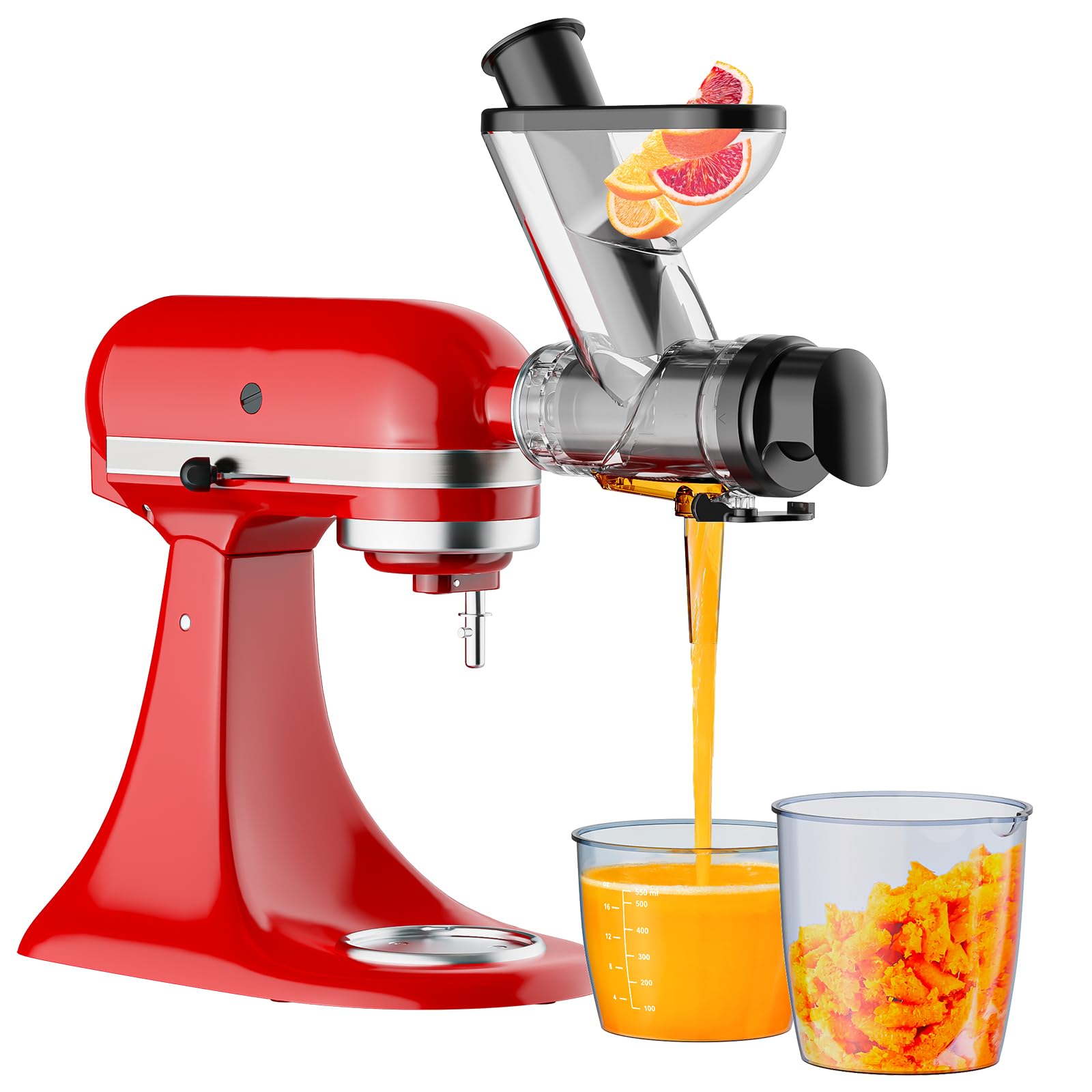 Commercial Kitchen Accessories - キッチンエイドスタンドミキサー用咀嚼式ジューサーアタッチメント、デュアルフィードシュート付き低速コールドプレスジューサーマシン