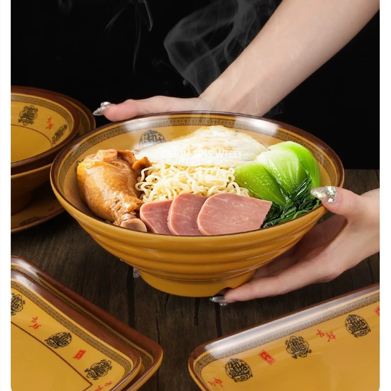 Commercial Kitchen Accessories - 1PC 大型プラスチックラーメンボウル壊れにくいメラミンディナープレート家庭用商業食器キッチンアクセサリー