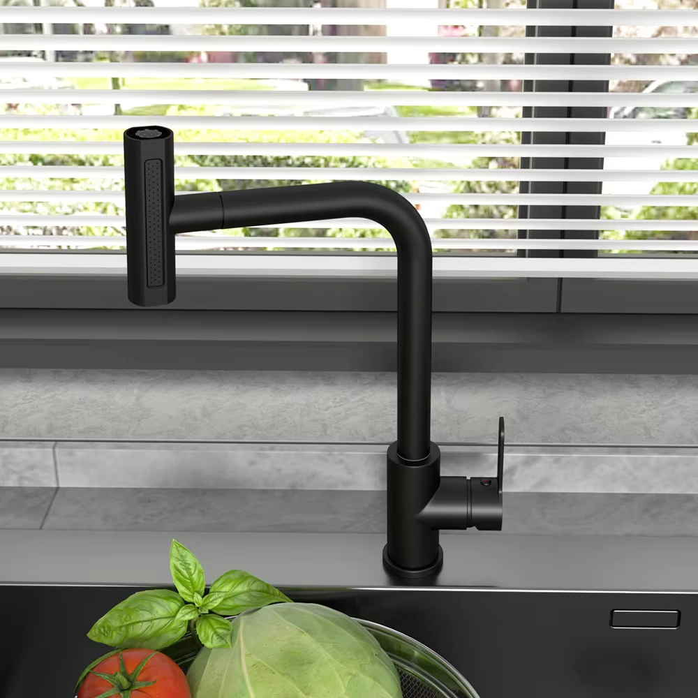 ブラックプルアウトキッチンシンク蛇口フレキシブル4モードスト - Commercial Kitchen Faucet のレビューと価格