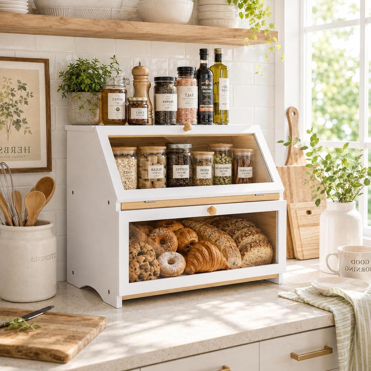 HOMEKOKO キッチンカウンター用二層式ブレッドボックス - Commercial Kitchen Organization のレビューと価格