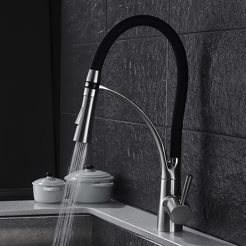 プルダウン式キッチン蛇口、真鍮製ブラック、温冷水混合栓、デッ - Commercial Kitchen Faucet のレビューと価格