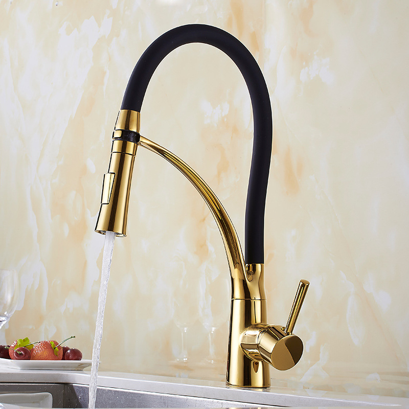 プルダウン式キッチン蛇口、真鍮製ブラック、温冷水混合栓、デッ - Commercial Kitchen Faucet のレビューと価格