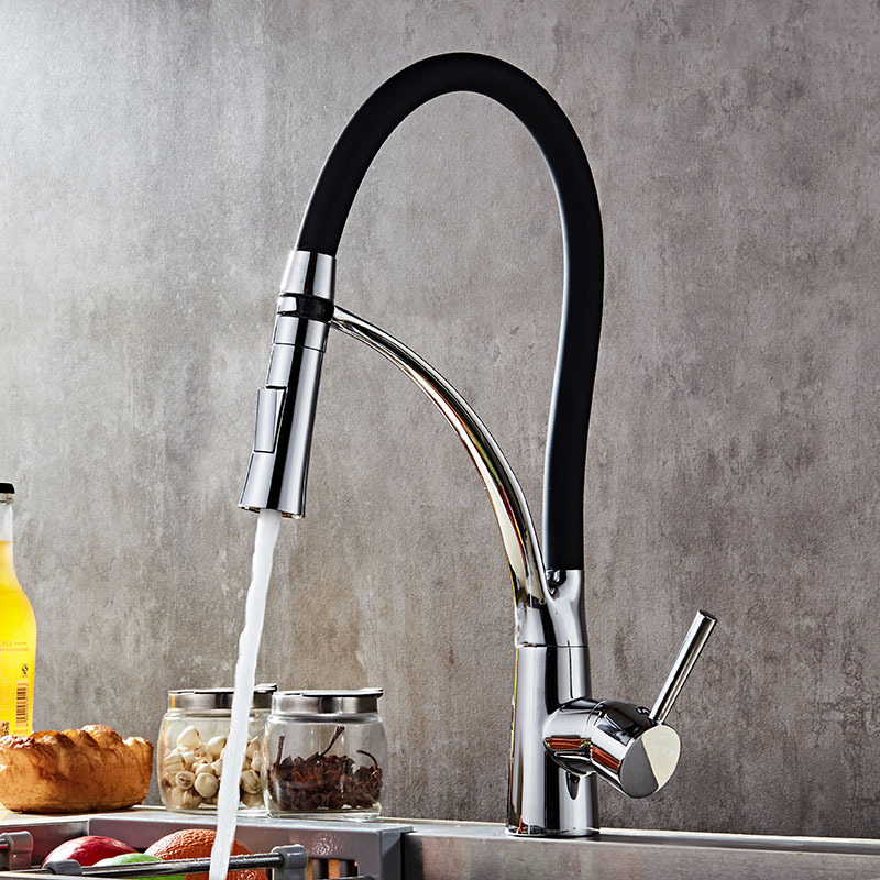 プルダウン式キッチン蛇口、真鍮製ブラック、温冷水混合栓、デッ - Commercial Kitchen Faucet のレビューと価格