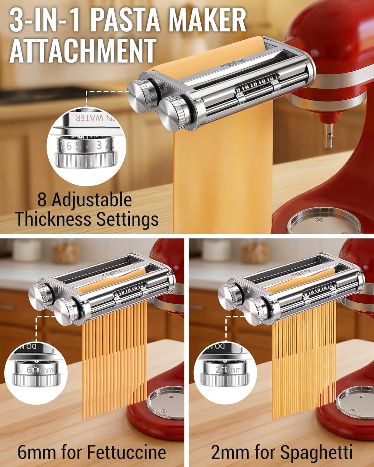 キッチンエイドミキサー3-in-1パスタローラーカッターアタ - Commercial Kitchen Accessories のレビューと価格