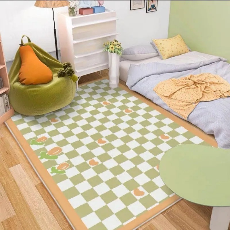 ピンクブルーチェッカーボードベッドサイドカーペットかわいいド - Commercial Dishwasher Table のレビューと価格