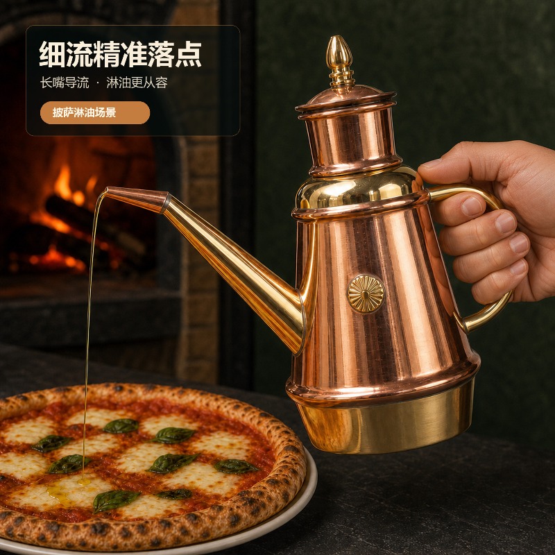 350ML手作り銅製オイルポット イタリア伝統業務用ピザオー - Commercial Kitchen Utensil Storage のレビューと価格