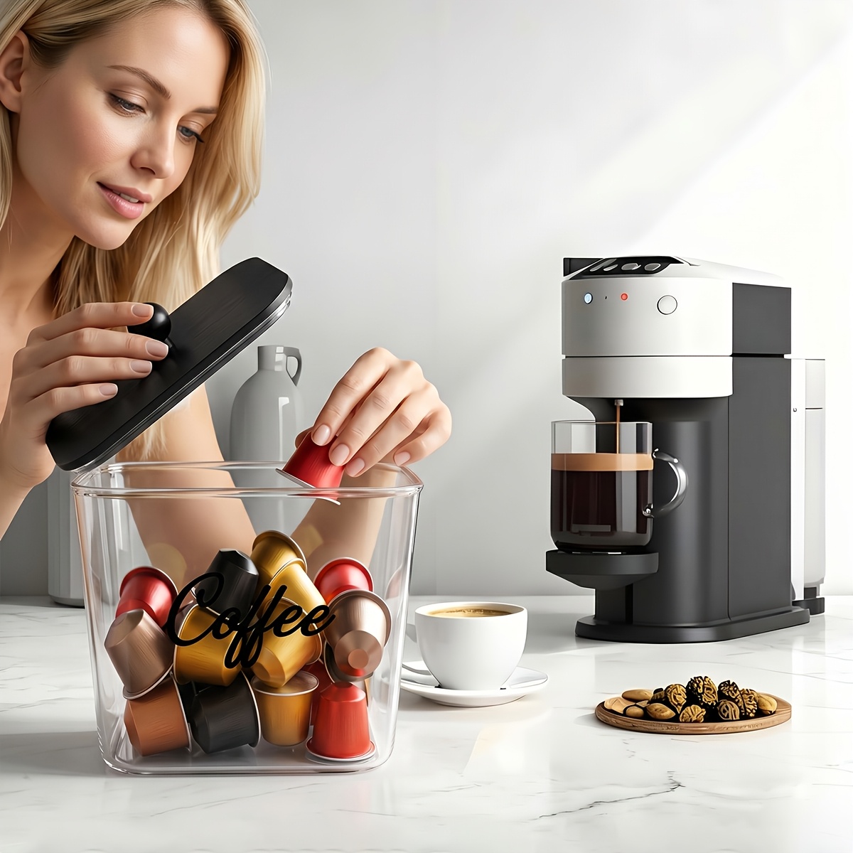 蓋付きコーヒーポッドホルダー プラスチック製収納ボックス K - Commercial Kitchen Organization のレビューと価格