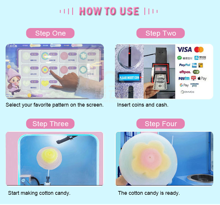 屋外全自動綿菓子製造販売機 36種類の花型スマート現金硬貨挿 - Candy Floss Machine Commercial のレビューと価格