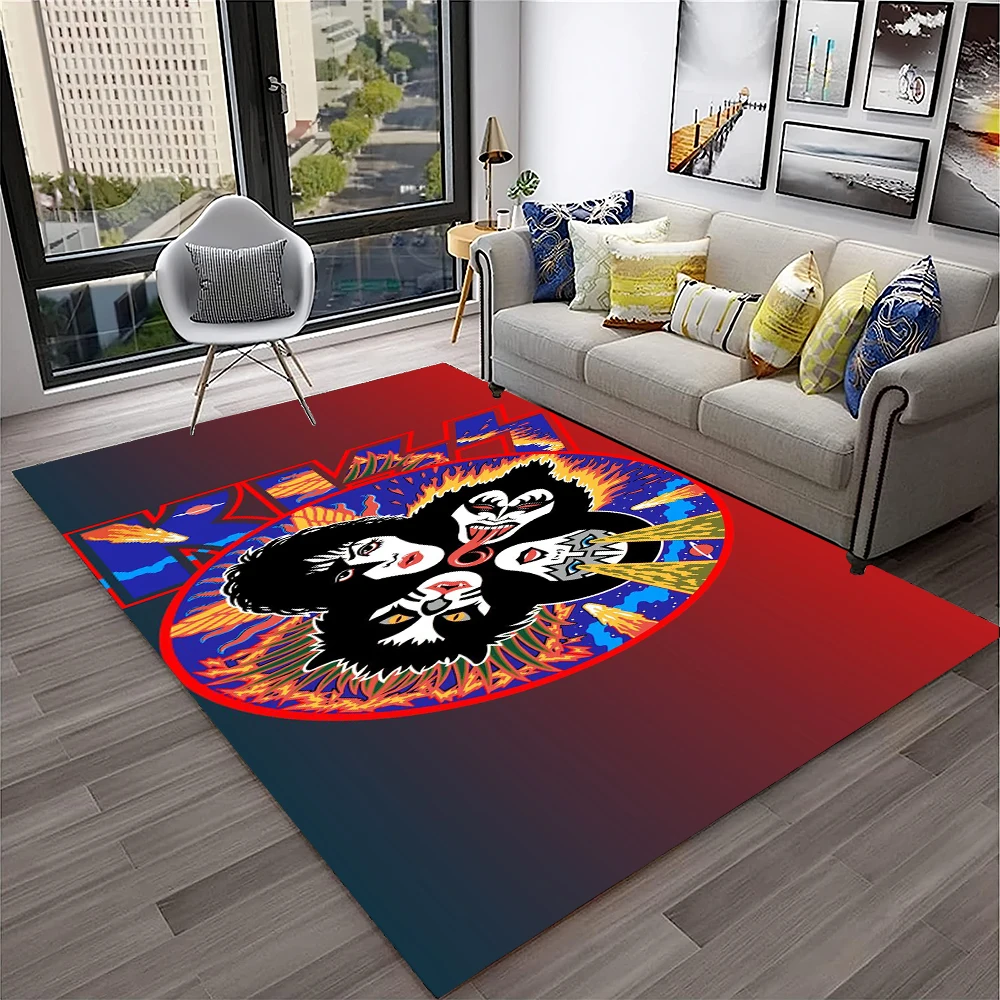 レトロなKISSロックバンドカーペットラグ、ホームリビングル - Commercial Kitchen Mats のレビューと価格