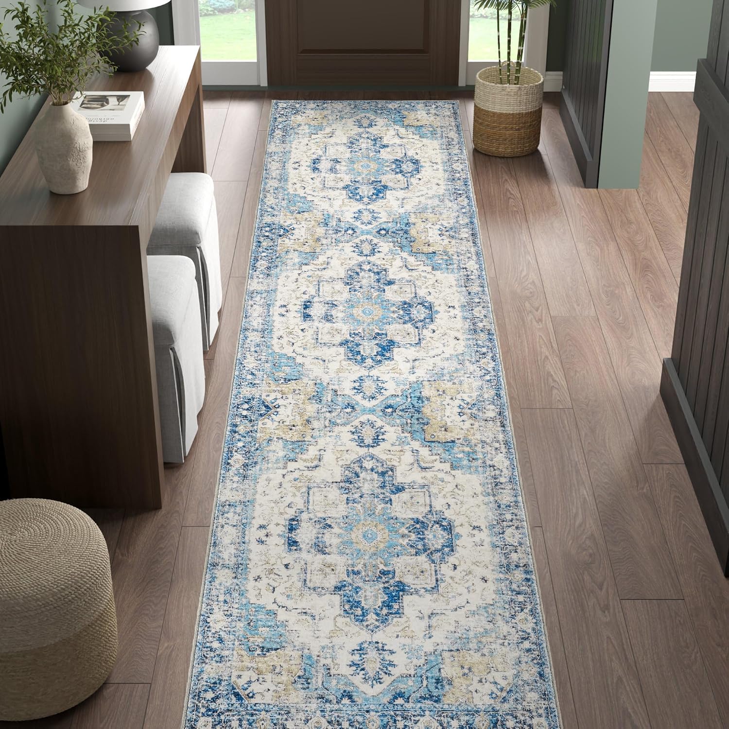 VIKAMA ボヘミアンランナーラグ 滑り止め 軽量 廊下  - Commercial Kitchen Mats のレビューと価格