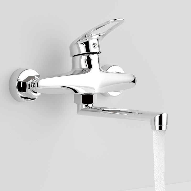 キッチン蛇口ミキサー壁掛けシングルハンドルミキサータップシン - Commercial Kitchen Faucet のレビューと価格