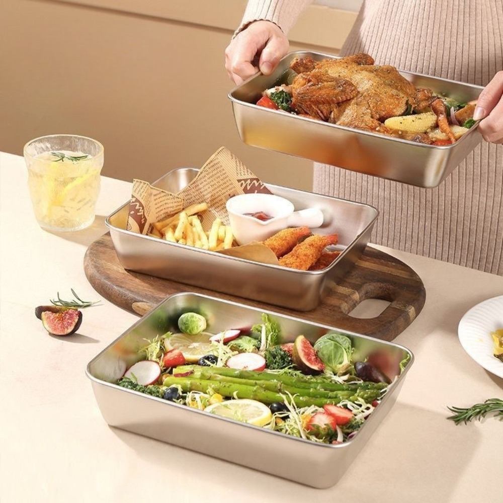 食品グレードのステンレス製サービングトレイ（蓋付き）、多目的 - Commercial Kitchen Organization のレビューと価格