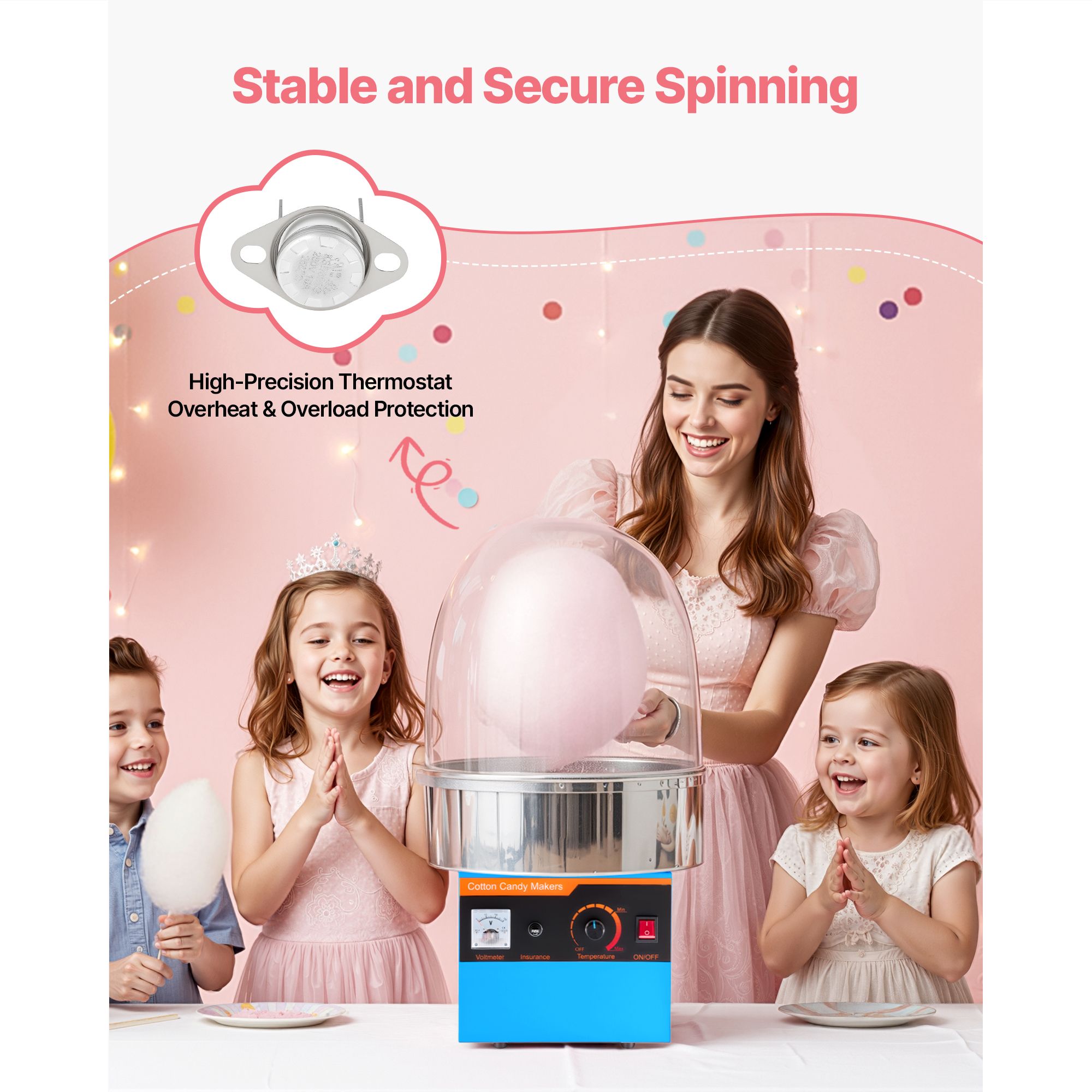 電動綿菓子機、1000W電動綿菓子メーカー（カバー付き）、業 - Candy Floss Machine Commercial のレビューと価格