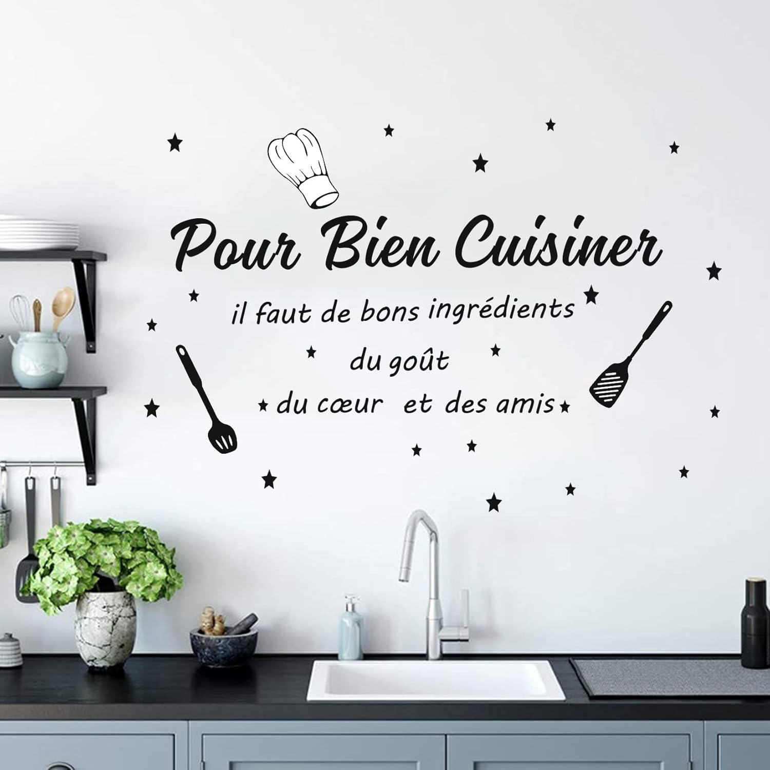 フランスイタリアンキッチンコック愛の言葉ウォールステッカーデ - Commercial Kitchen Wall のレビューと価格