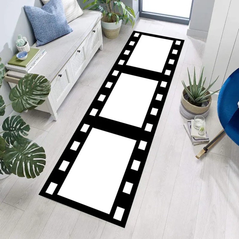 黒白ストライプ柄ランナーラグ寝室ルームベッドブランケットシュ - Commercial Kitchen Mats のレビューと価格