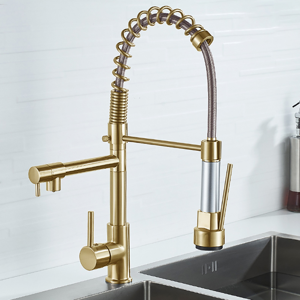 DQOK ブラックブラッシュスプリングプルダウンキッチンシン - Commercial Kitchen Faucet のレビューと価格