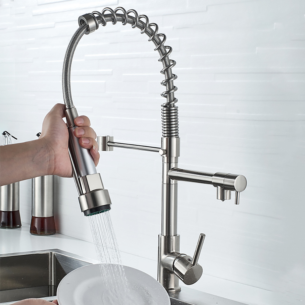 DQOK ブラックブラッシュスプリングプルダウンキッチンシン - Commercial Kitchen Faucet のレビューと価格