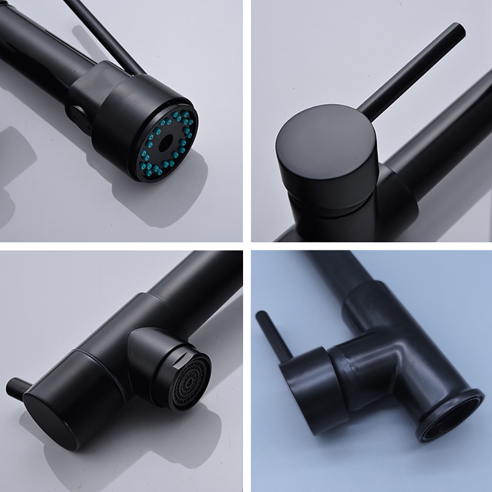DQOK ブラックブラッシュスプリングプルダウンキッチンシン - Commercial Kitchen Faucet のレビューと価格