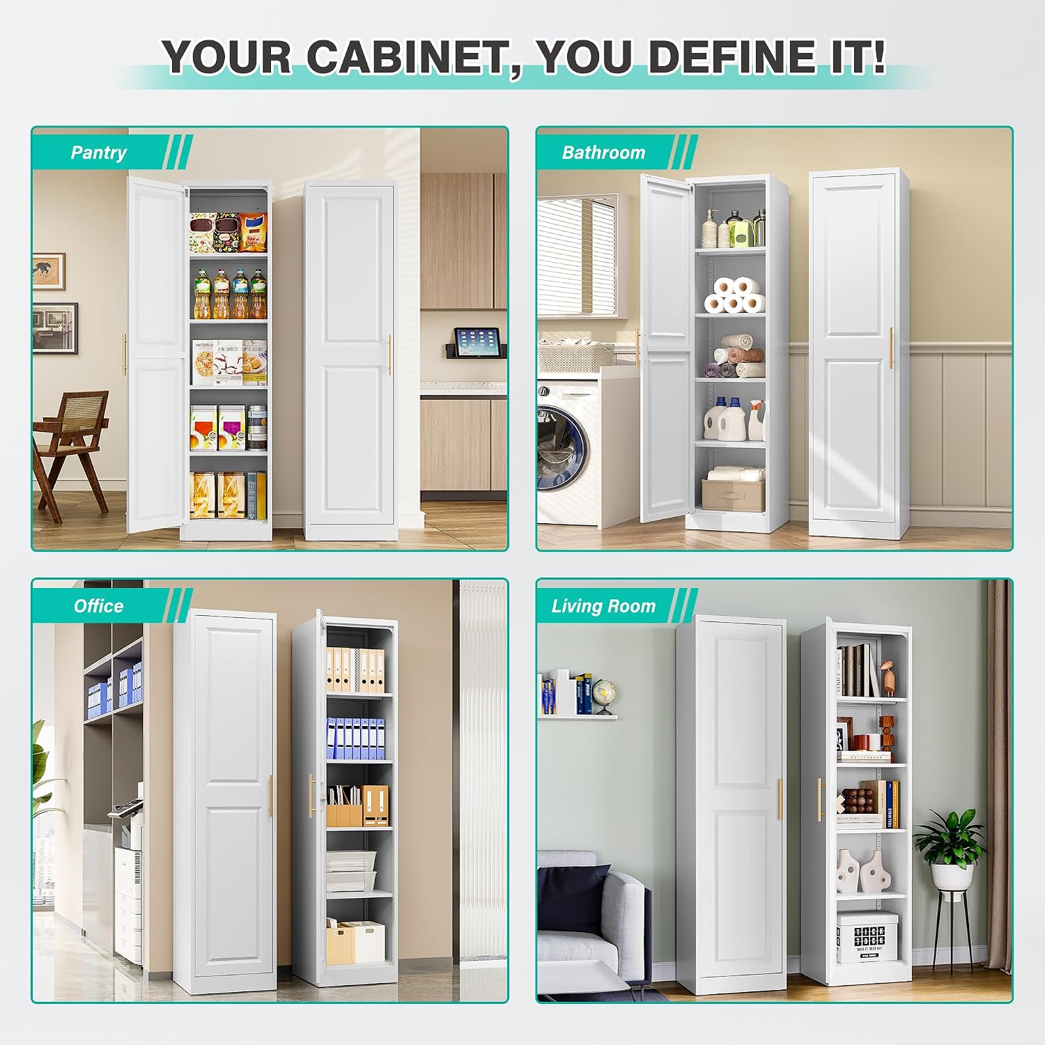 背の高い細長い収納キャビネット、1ドア5段、スリムキッチンパ - Commercial Kitchen Organization のレビューと価格