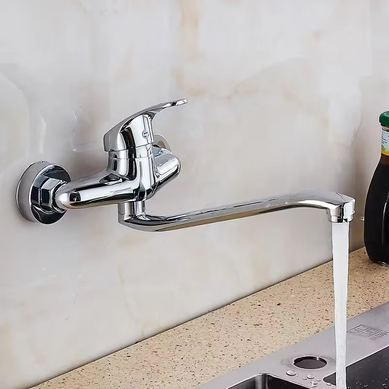 ダブルホールシンク蛇口キッチン蛇口浴槽蛇口壁掛け温水混合栓シ - Commercial Kitchen Faucet のレビューと価格