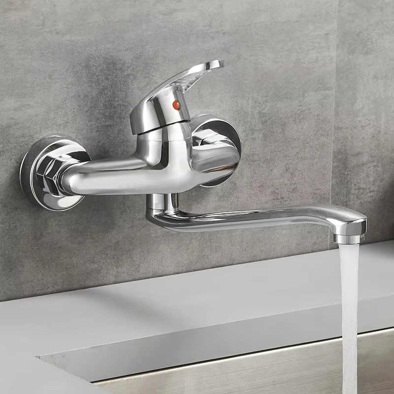 ダブルホールシンク蛇口キッチン蛇口浴槽蛇口壁掛け温水混合栓シ - Commercial Kitchen Faucet のレビューと価格