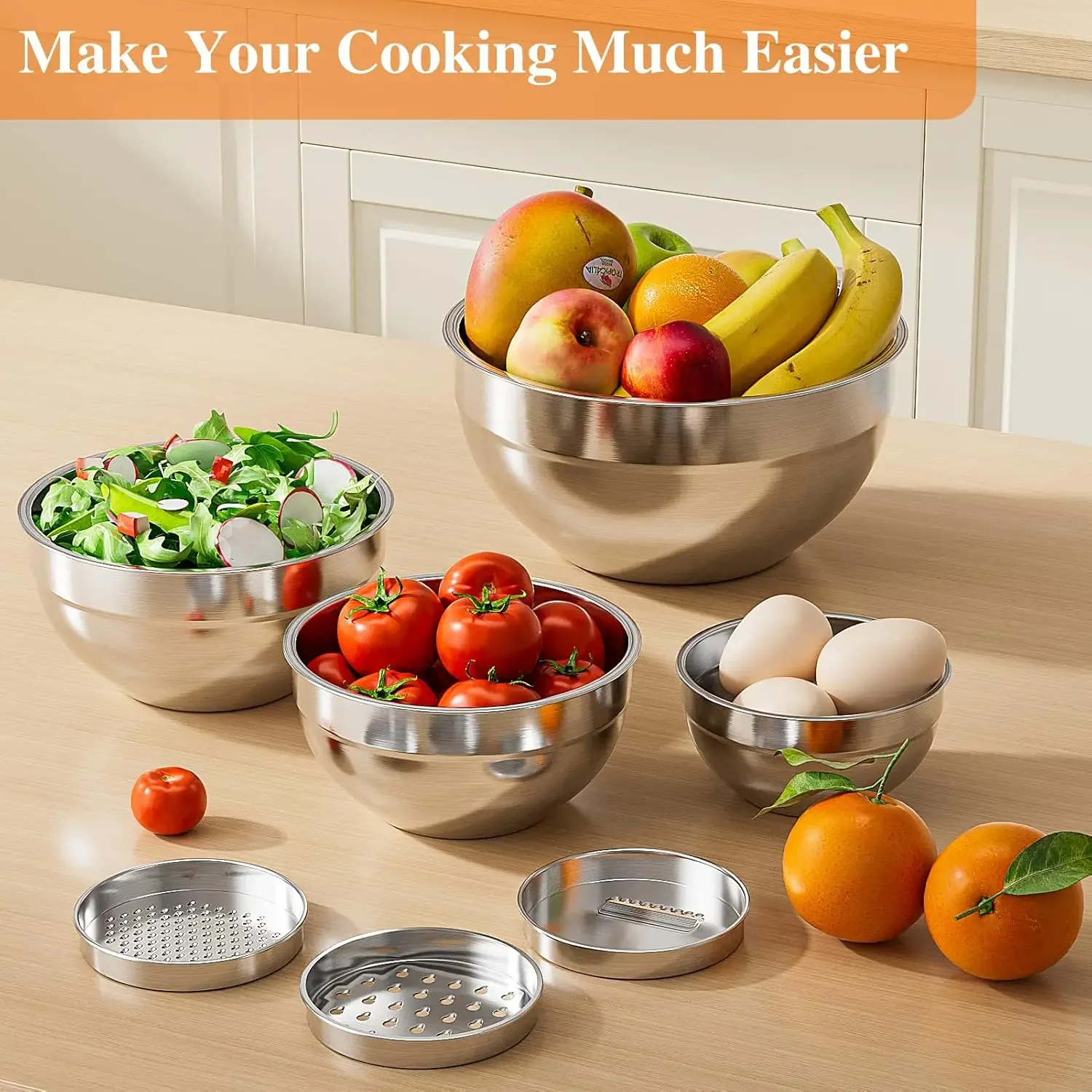 6個セット ステンレス製ミキシングボウル 密閉蓋付き 3種類 - Commercial Kitchen Organization のレビューと価格