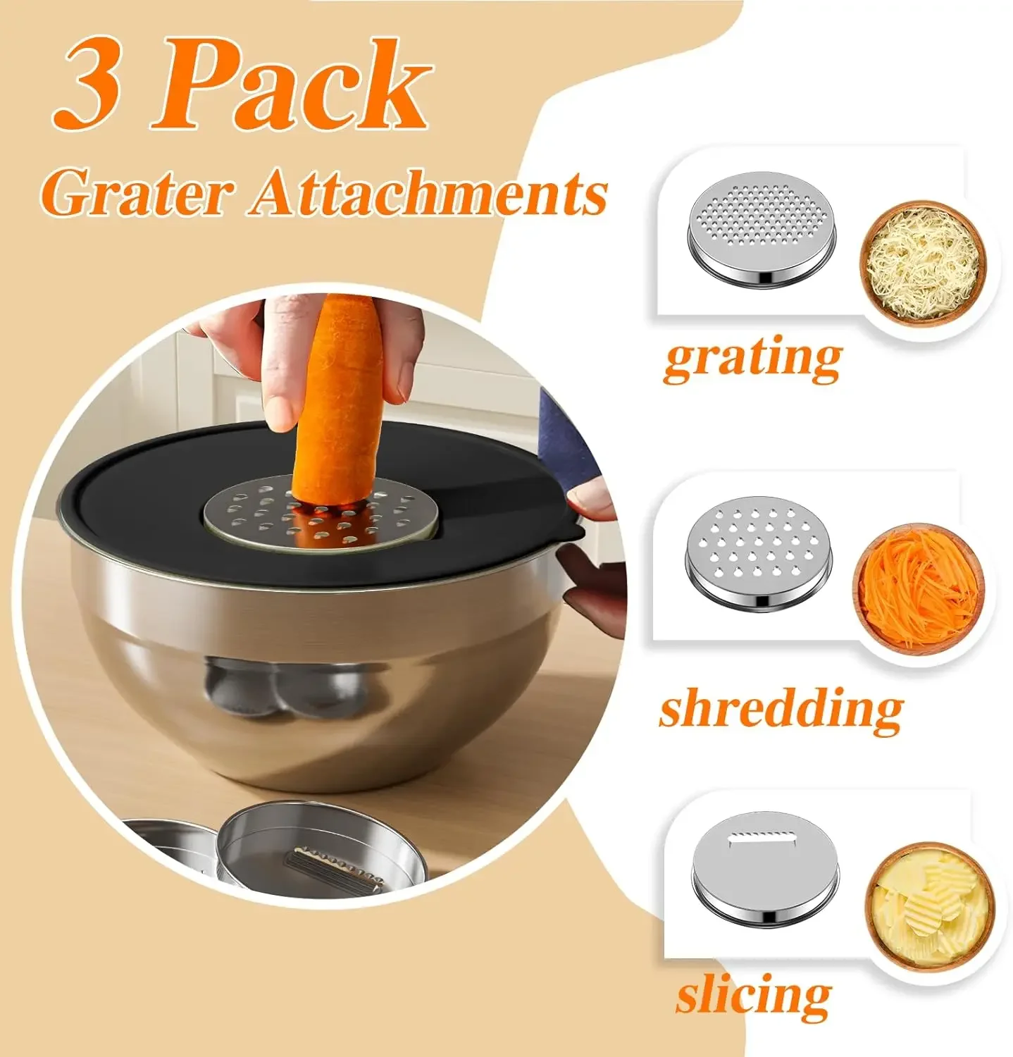 6個セット ステンレス製ミキシングボウル 密閉蓋付き 3種類 - Commercial Kitchen Organization のレビューと価格