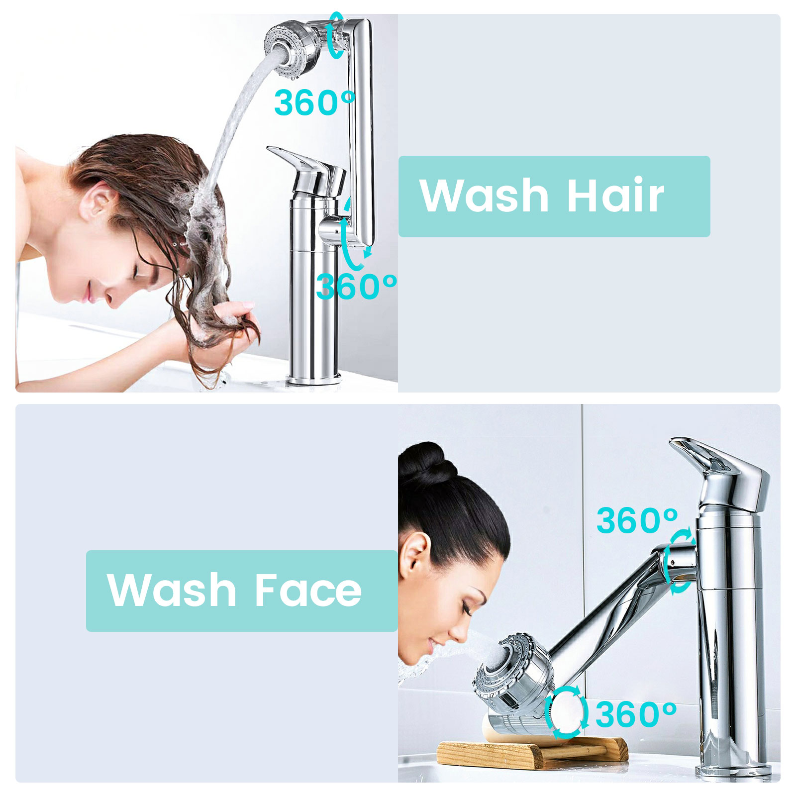 1080度のキッチン蛇口,黒の2 in 1の蛇口,温水および - Commercial Kitchen Faucet のレビューと価格