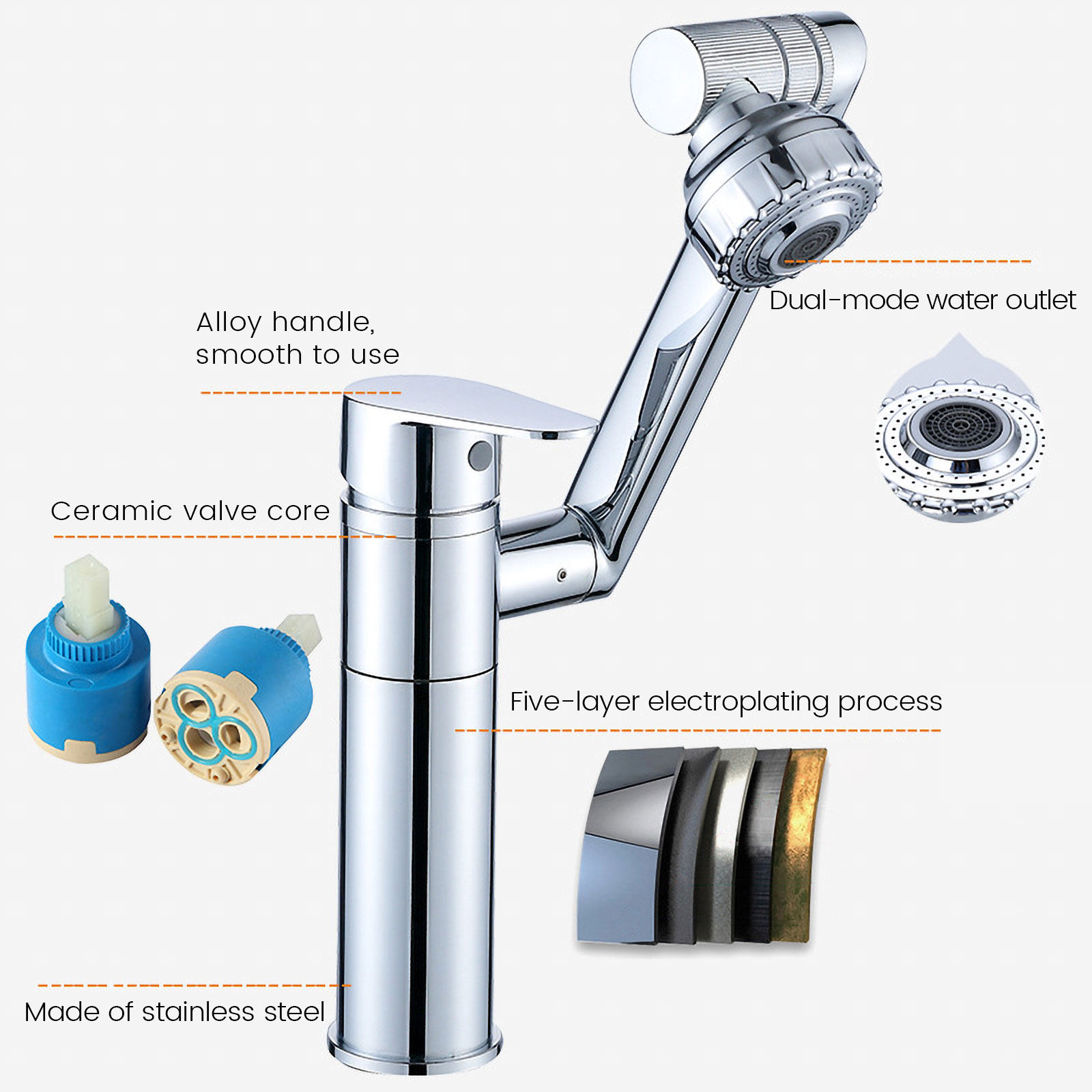 1080度のキッチン蛇口,黒の2 in 1の蛇口,温水および - Commercial Kitchen Faucet のレビューと価格