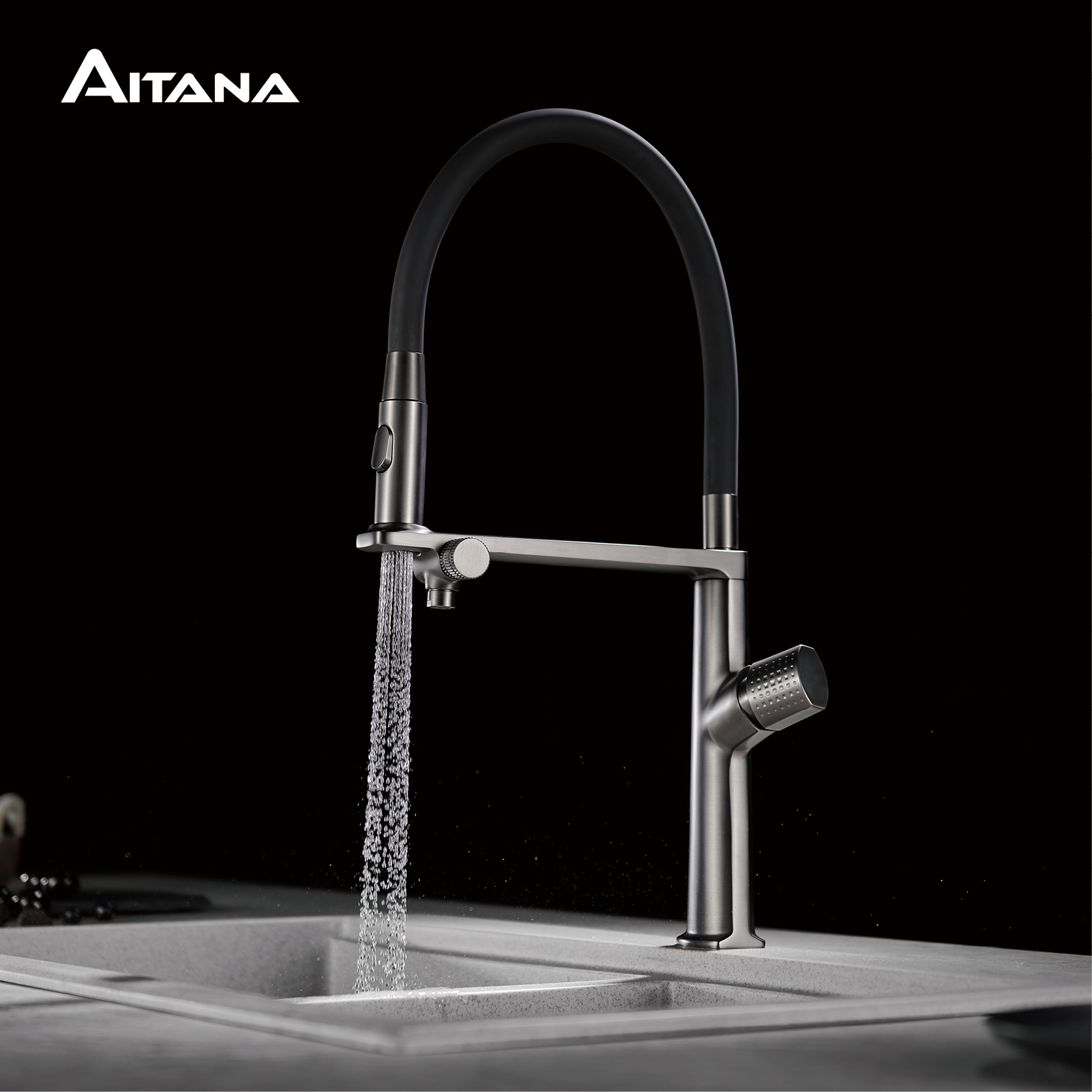 高級ガンメタル調真鍮製キッチン水栓 1穴 ダブルハンドル 冷 - Commercial Kitchen Faucet のレビューと価格