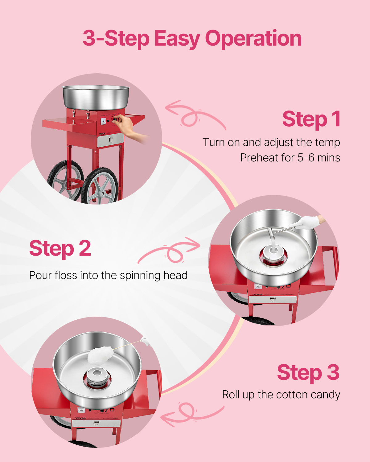 誕生日や家族向けの電動綿菓子製造機、カート付き業務用綿菓子メ - Candy Floss Machine Commercial のレビューと価格